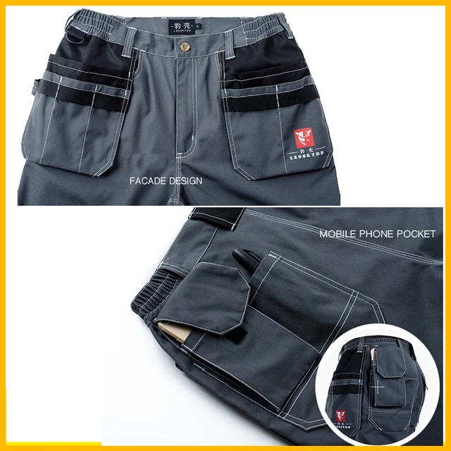 Grey Work Pants with Knee Pads