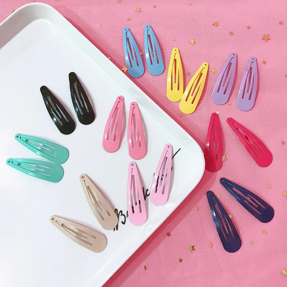 

20pcs Free shipping 10 color Fashion Snap Hair Clips BB Hairpins Color Metal Barrettes for Children Girls Styling Accessories