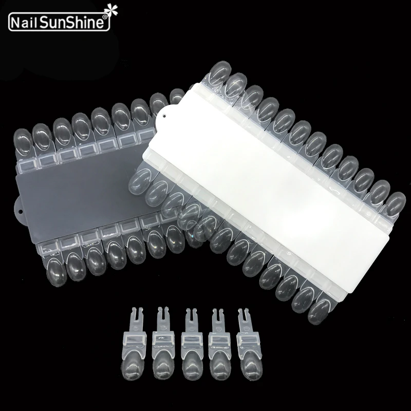 

24pcs Fake False Nail Art Tips Sticks Polish Display Clear White Removable Practice Tips Acrylic Board Tools Nail Polish Rack