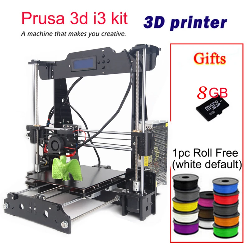  DHL anet A8 220*220*240mm DIY reprap prusa i3 impresora 3d Printer kit with 8GB card+1 roll filament 3d printer kits imprimante 