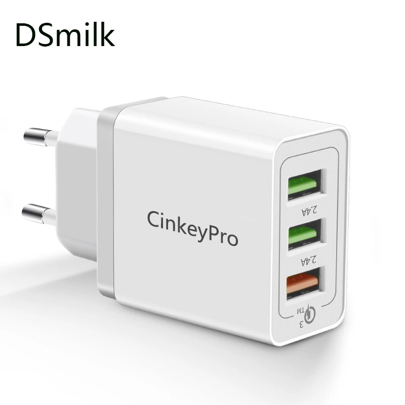 

DSmilk 3-Ports USB Charger Quick Charge 3.0 12V/1.5A 9V/2A Fast Charging for Samsung iPhone iPad Wall Mobile Phone Adapter