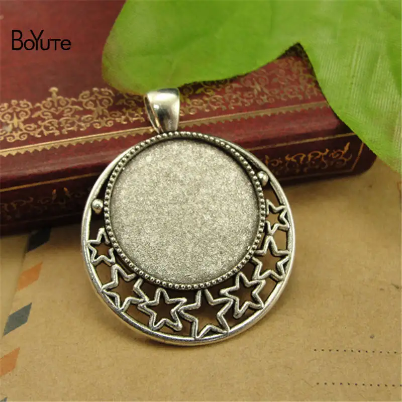 BoYuTe (30 PiecesLot) Wholesale Round 25MM Cabochon Pendant Base Diy Hand Made Blank Tray Bezel Jewelry Accessories (4)