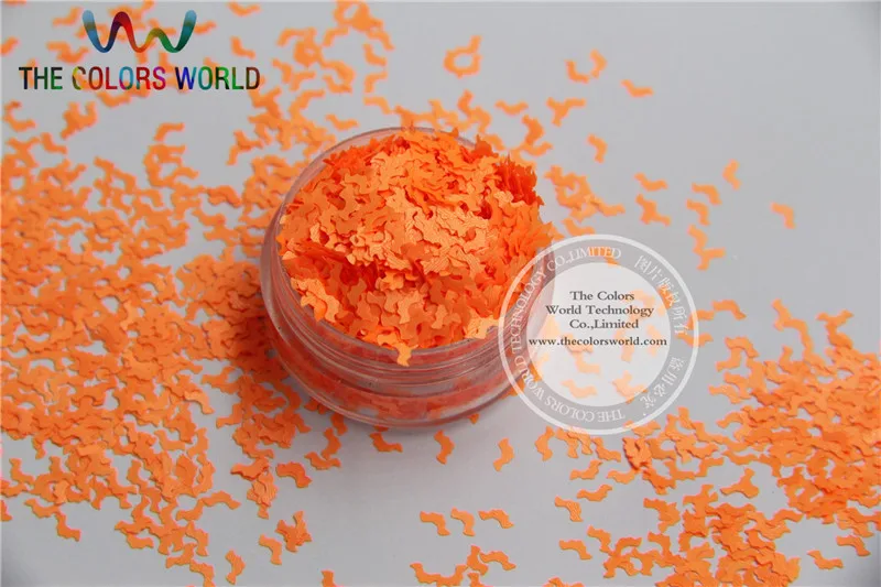 

N-6 Size :5mm Solvent Resistant Neon Orange color Glitter Bat shape spangles for Nail Art and DIY supplies1pack=50g