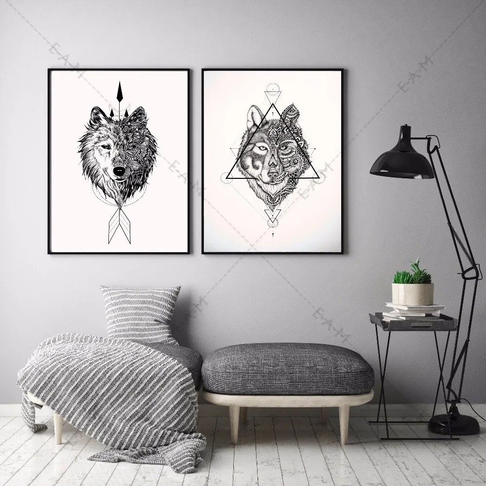 Online Get Wolf Canvas Art Aliexpress Alibaba Group Native Indian Wolf Canvas Art Print Painting Poster Wall Pictures For Living Room Home Decorative Bedroom Decor No Frame