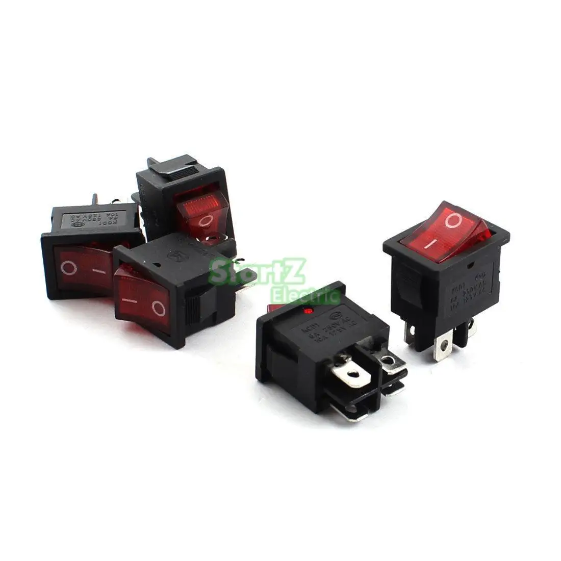 

5pcs AC 110-120V Red Indicator Light DPST 2Position Snap in Rocker Switch