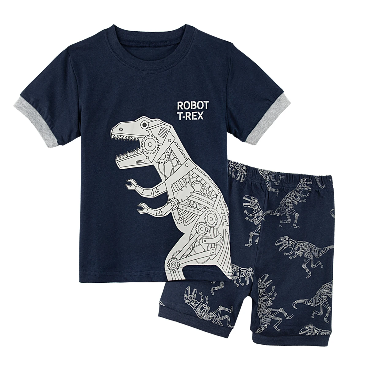 Детская Пижама с динозавром для мальчиков и девочек, детский пижамный комплект с акулой, единорогом, пиратским кораблем, русалочкой, детская одежда для сна с героями мультфильмов - Цвет: Dinosaur 4