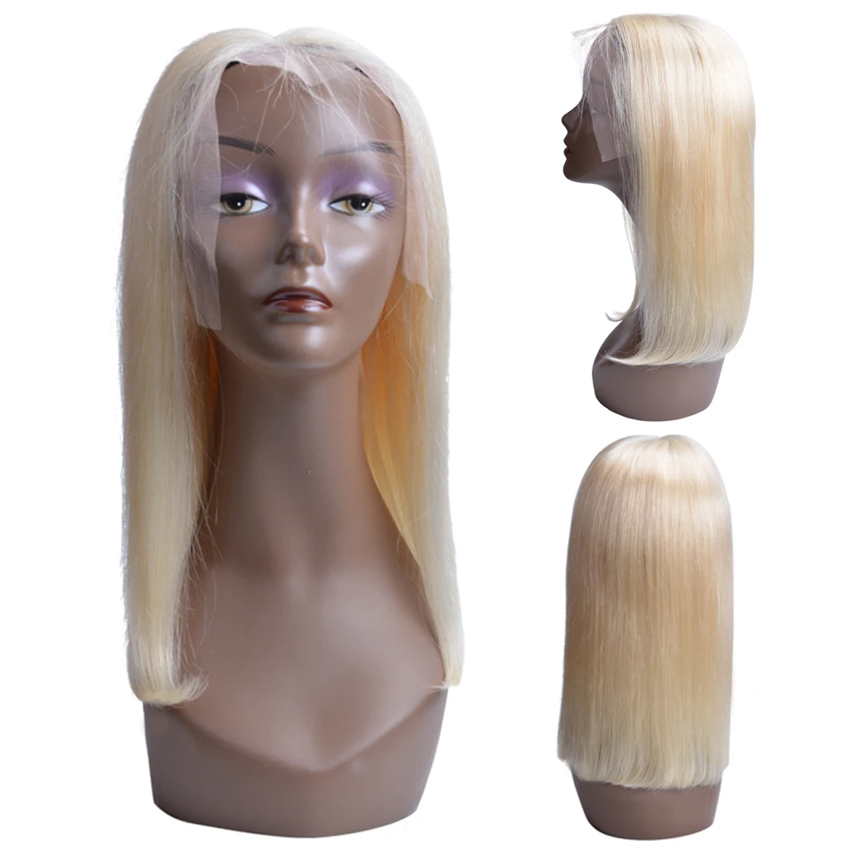 Полный конец синий короткий боб парики 613 блондинка Синтетические волосы на кружеве парики для черные женские бразильский Волосы remy