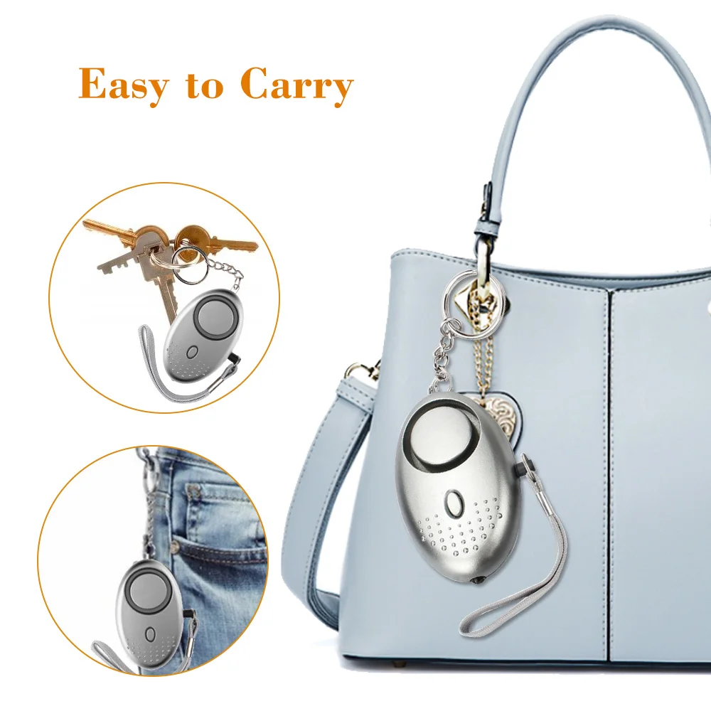 

120-130dB Safe Sound Personal Alarm LED Flashlight Emergency Self-Defense Security Alarm Keychain for Women Girls Elderly