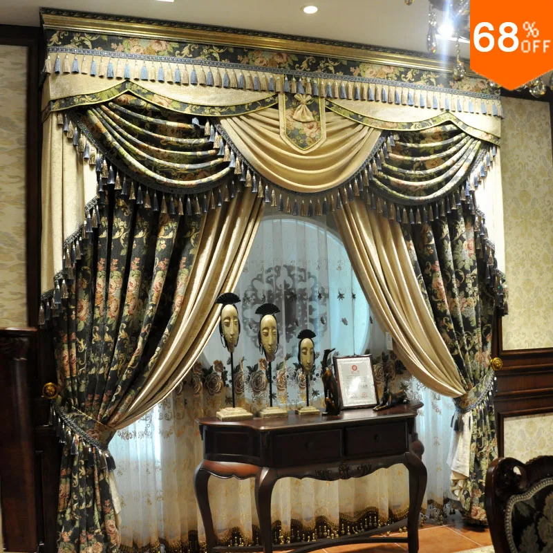 

Frog King legend ancient Flowers pattern curtains Green Classic curtains for living rooms curtain ivory Dinning Room curtains