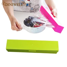 DINIWELL Coloridos Utensilios de Cocina Papel de Aluminio y Film transparente película Dispensador de Corte Titular De Almacenamiento Caja De Plástico