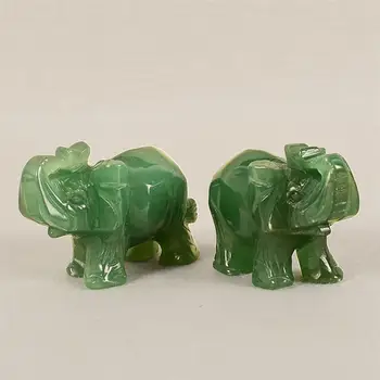 

1.5/2 Inch Blue/Green Elephant Aventurine Jade Stone Craving Lucky Elephant Feng Shui Statue Figurine Home Office Ornaments