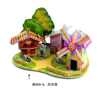3D Puzzle Jigsaw Baby toy Kid Early learning Castle Construction pattern gift For Children Brinquedo Educativo Houses Puzzle WYQ - Цвет: 689-G