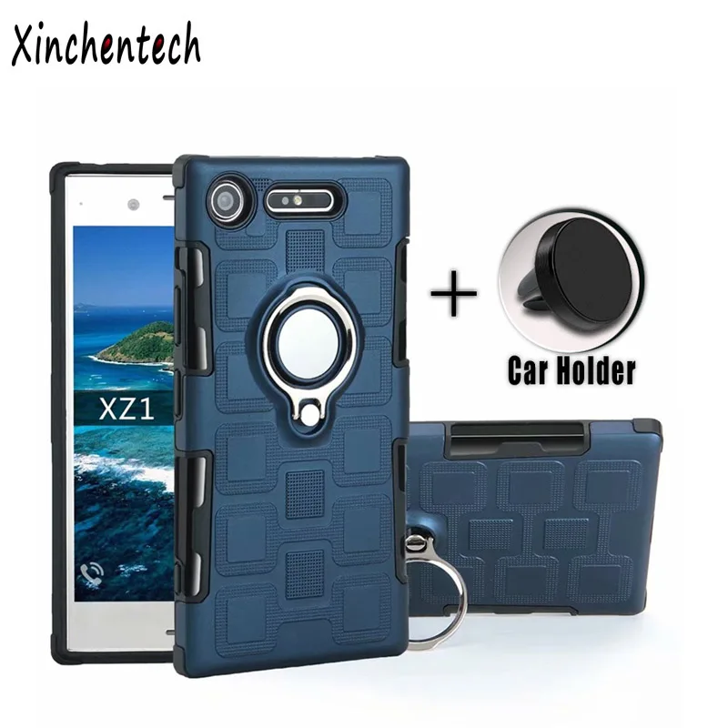 

For Sony Xperia XZ1 Case Silicon+PC Hybrid Back Cover With Magnetic Holder Accessories case on Sony Xperia L1 XA1 Ultra Fundas