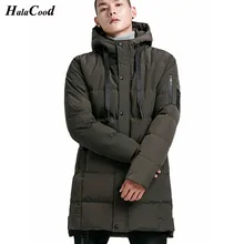 HALACOOD Новое поступление зимняя длинная куртка хлопок толщиной мужской высокого качества Повседневное модные парки хлопчатобумажное пальто брендовая мужская одежда