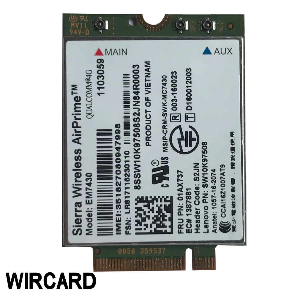 EM7430 FDD/TDD LTE 4G модуль WCDMA GNSS 4G карта для Thinkpad X1C Gen5 ноутбук T470S Lt 10 планшетный ноутбук