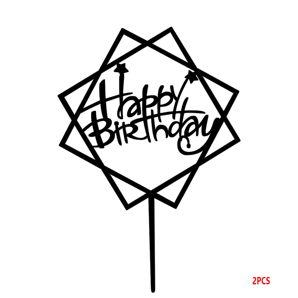 

Square Happy Birthday Cake Topper Acrylic DIY Cupcake Cake Smash Candle Alternative Party Handmade Stick