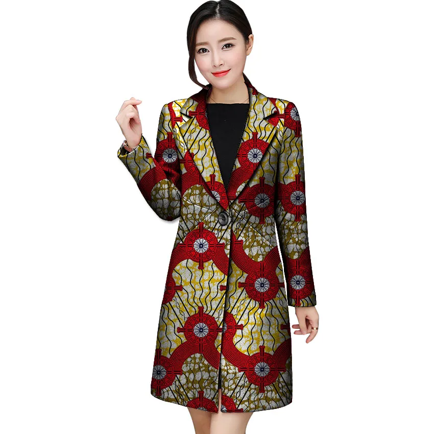 Fashion Simple And Generou Long Blazers African Print Women Suit Jacket