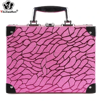 

Fashion Striped Makeup Bag Large Capacity Travel Cosmetic Bag Famous Brand Leather Make Up Box Portable Makeup Case Professional