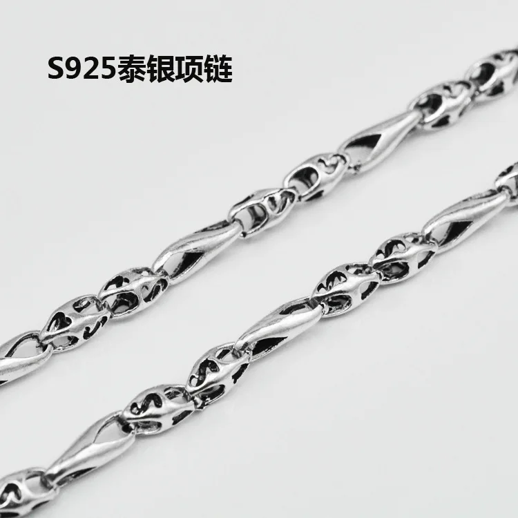 Wholesale 925 Sterling Silver Necklace men's Fashion Clavicle Silver Chain Retro Thai Silver Bare Chain Sweater Chain Female