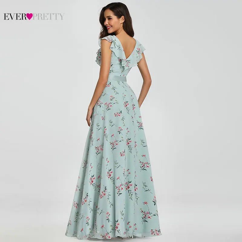 Ever Pretty, новинка, женское элегантное платье подружки невесты, es, ТРАПЕЦИЕВИДНОЕ, без рукавов, сексуальное, с оборками, с разрезом, длинное, для свадьбы, для гостей, вечерние, платье подружки невесты