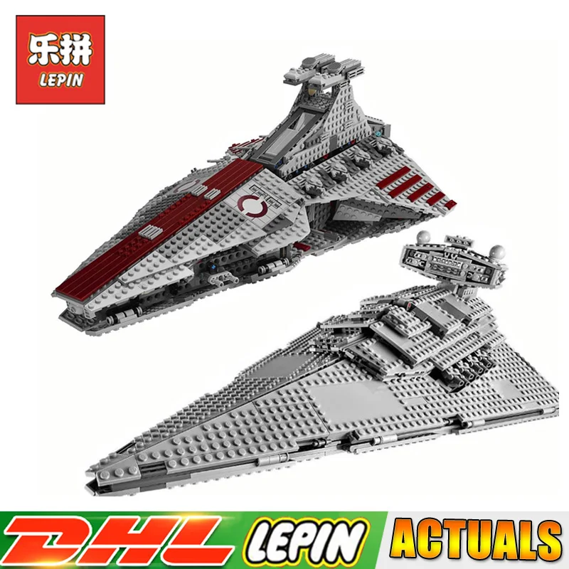 

Lepin Star Wars 05042 1218 Pcs The Republic Fighting Cruiser +05062 1359 Pcs Imperial Interstellar Destroyer Clone 8039 75055