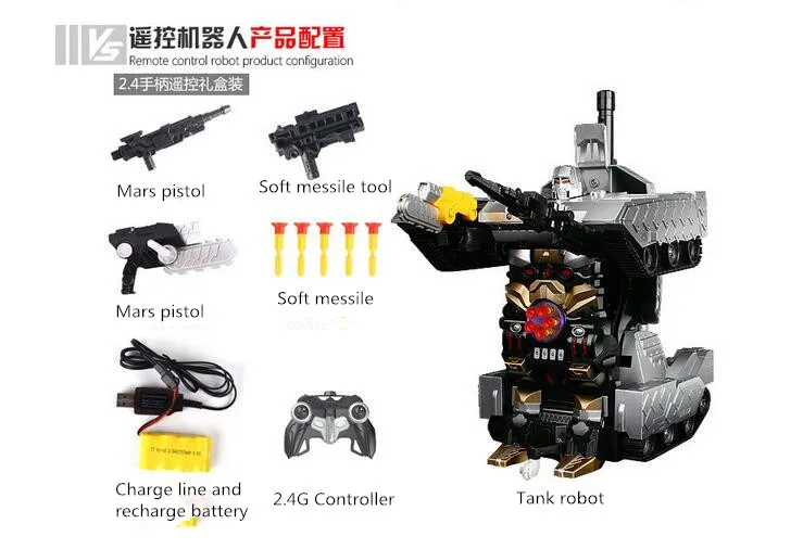 Newest 2327XF RC deformation robot tank 2.4G Infrared 1:10 scale big Smart Remote Control Robot Transform Action Figure tank Toy