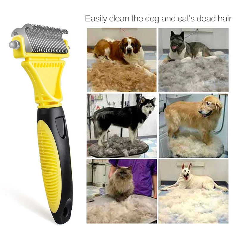 

Pet Fur Dog Brush Double Side Cat Grooming Deshedding Trimmer Tools Pet Brush Dogs Combs Rake Pet Cleaning Supplies