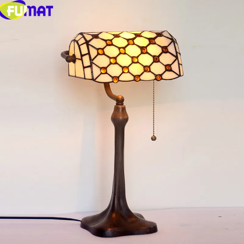 Настольная лампа FUMAT Tiffany в винтажном стиле с витражным стеклом прикроватный