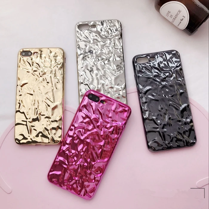 3D Cute Flashing Wrinkled Tin Foil Silicon Case for iPhone X 8/8 Plus 7