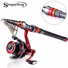 Sougayilang 1.8-3.0m Telescopic Fishing Rod 14BB Reel Combos Portable Spinning Fishing Reel Pole Carbon Fishing Rod and Reel Kit