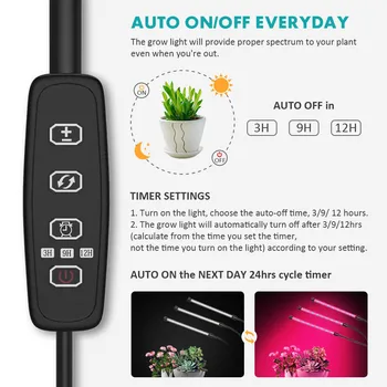 

Plant Grow Light with Auto Turn On Function 3/6/12H Timer 10 Levels Brightness Light MDJ998