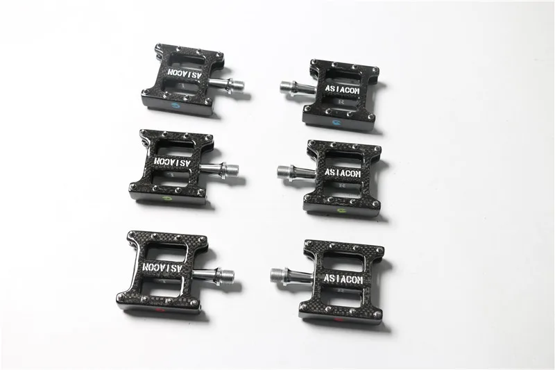 

ASIACOM Carbon Fibre Bike Pedals Molybdenum Steel Axle MTB Mountain Road Bike DH BMX XC Fixed Gear Bicycle Pedal 3K Gloss Black