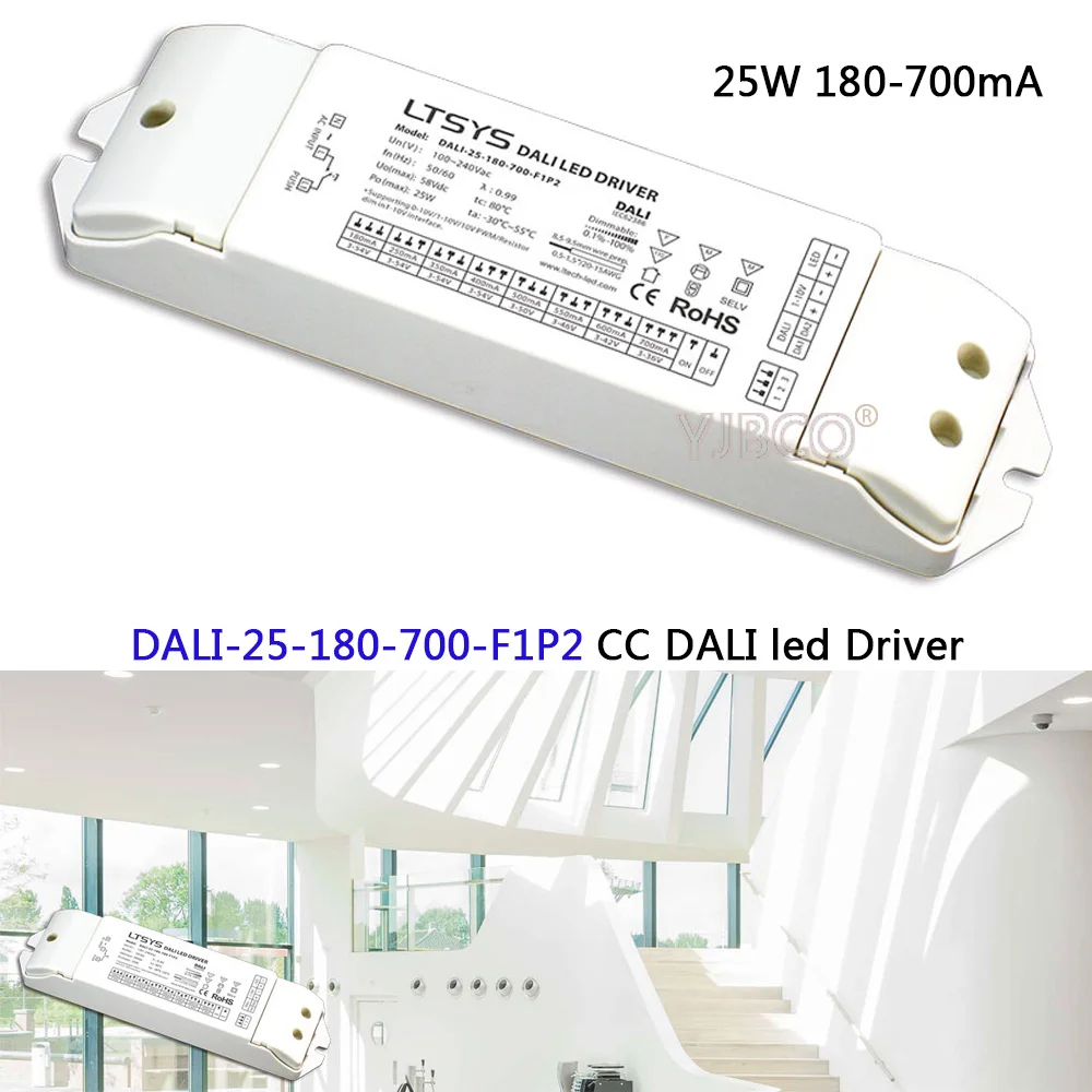 

Constant Current led Dimming Driver;DALI-25-180-700-F1P2;AC100-240V input; 25W 180-700mA CC DALI Driver(1-10V) power