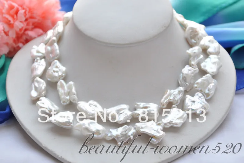 

FREE SHIPPING>>>@@ > N1158 33" 20mm white KESHI REBORN baroque PEARL NECKLACE