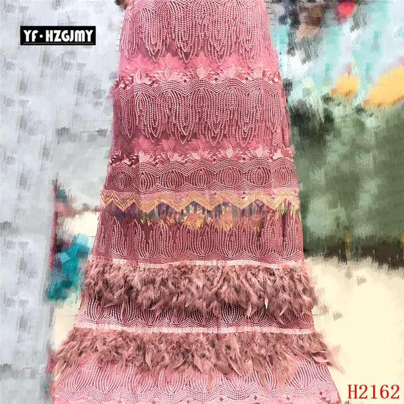 

YF HZGJMY High Quality African Lace Fabric 2019 Latest 3d feather Tulle Lace Nigerian Lace With Sequins embroidery tulle A2162