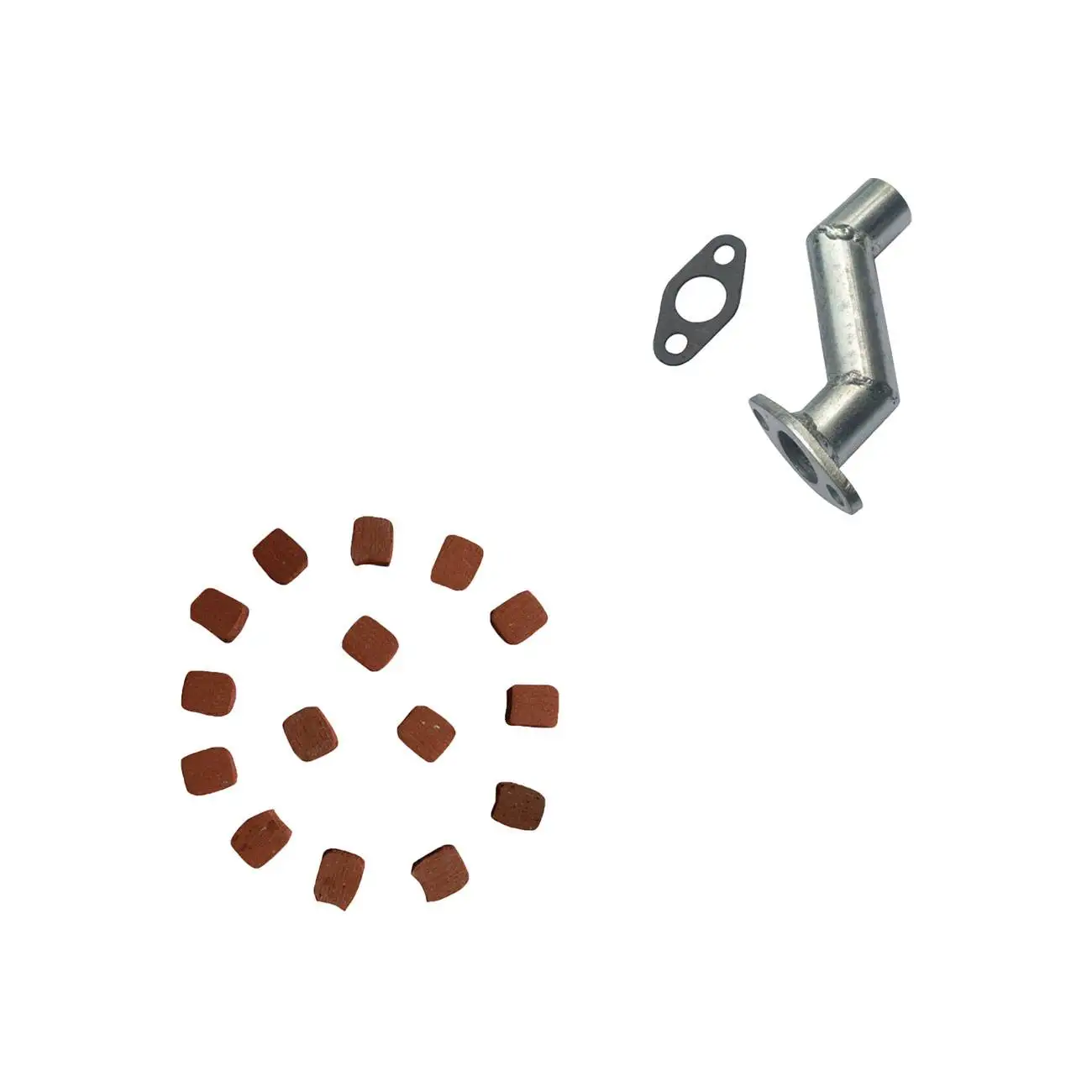 15xSquare Clutch Pads&Offset Intake Manifold Fits 49cc 66cc 80cc Motorised Bike