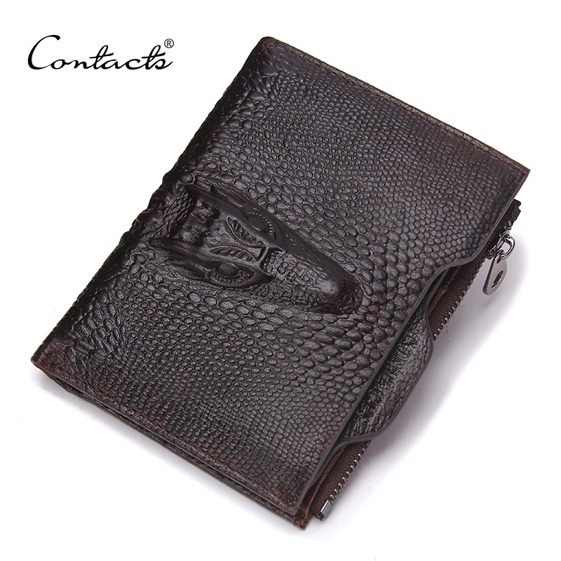 CONTACT'S Genuine Leather Men Wallets Famous Brands Alligator Mens Wallet Male Money Purses Coins Wallets With ID Card Holder