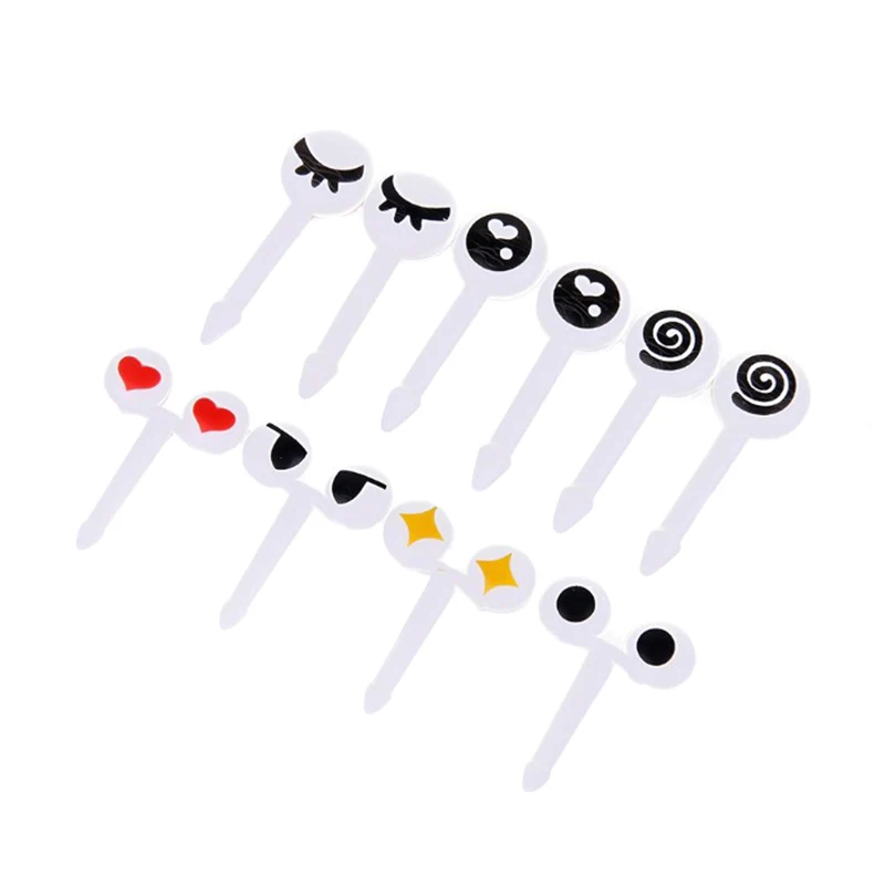 10 Pcs/Set Fruit Forks Mini Cartoon Eye Toothpick Children Snack Dessert Cake Fork Bento Food Picks UD88