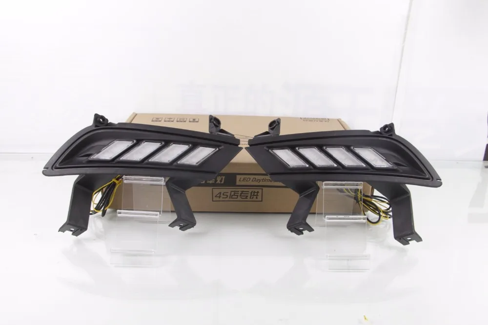 

Qirun led drl daytime running light for Chevrolet Cruze 2014-2016 with moving yellow turn signals and blue night running light