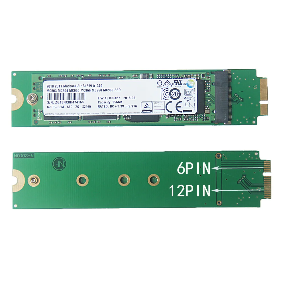 128 ГБ 256 512 1 ТБ твердотельный накопитель для 2010 2011 Apple Macbook Air 1" A1369/11,6" A1370 SSD MC503 504 505 506 MC965 966