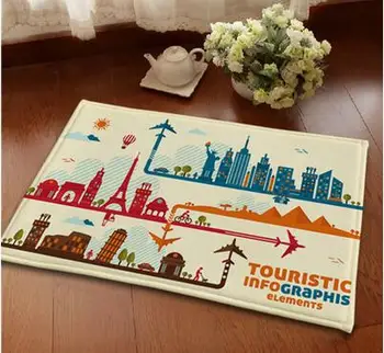 

45X135CM European/American capital city sence abstract rug mat printed carpet non slip doormat household decor