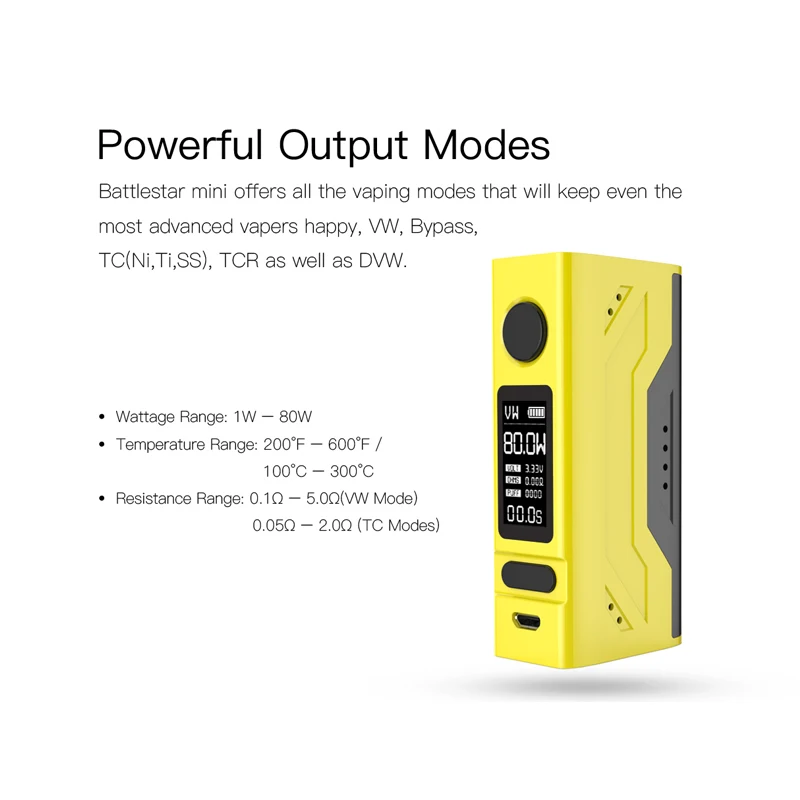 Оригинальный Smoant Battlestar Mini 80 Вт TC бокс мод с максимальным выходом 0 96 дюймов