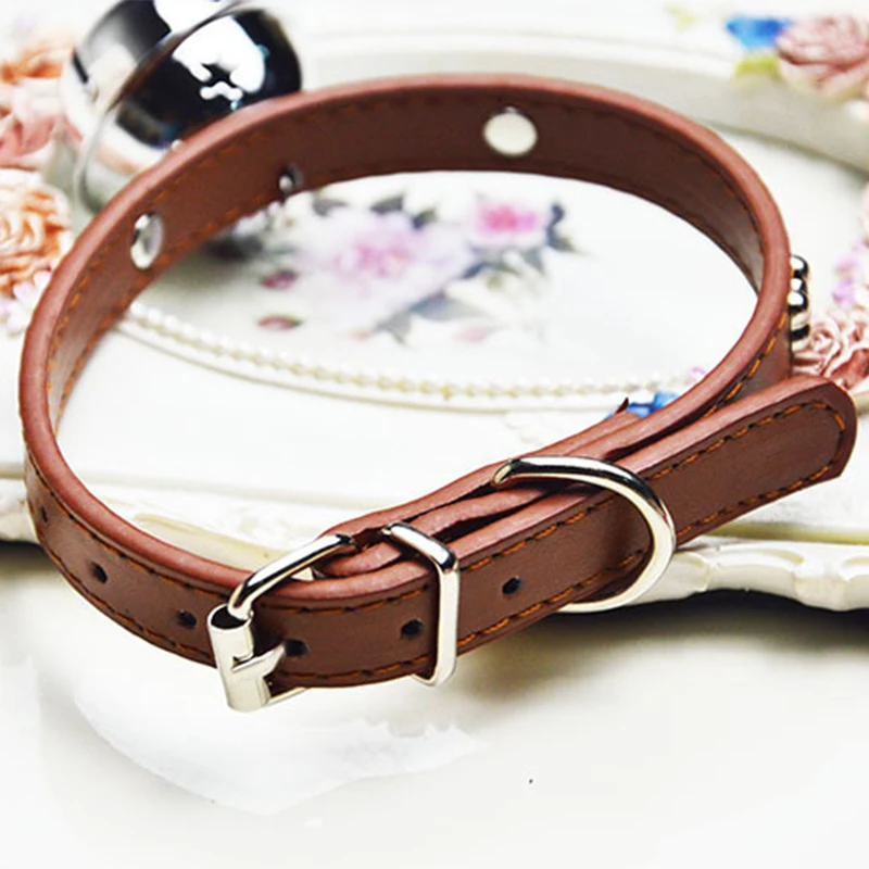 prativerdi High-quality Adjustable Pet Collar With Bells PU Material For PuppyAnimal Cat Dog Cute Collars Pet Shop Accessories2