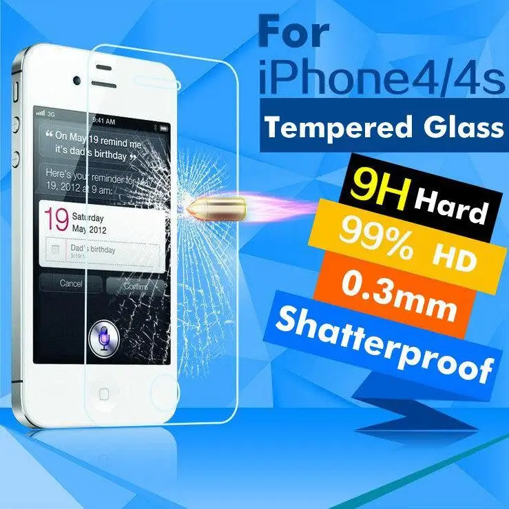 

2.5D For iPhone 4 Tempered Glass Original 9H High Quality Protective Film Explosion-proof Screen Protector for iPhone 4S
