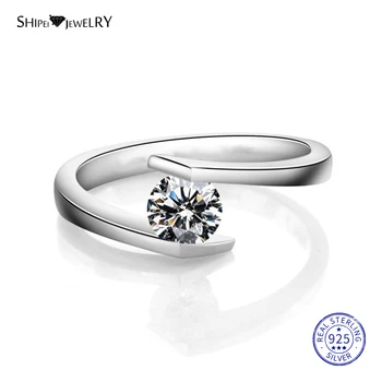 

ShiPei 100% 925 Sterling Silver Unique 2ct White Sapphire Round Engagement Ring For Women Anniversary Gift Fine Jewelry