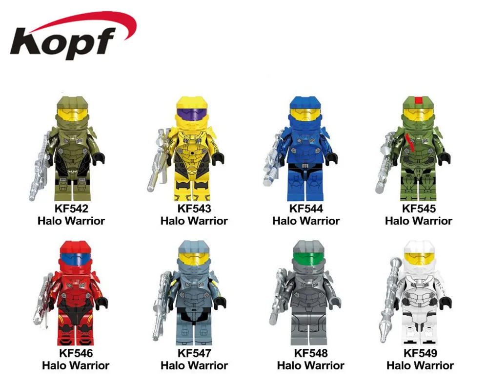 

Suit Halo Spartan Solider With Real Metal Weapon Building Blocks Action Figures Collection Gift Toys For Children KF6043 KF6038