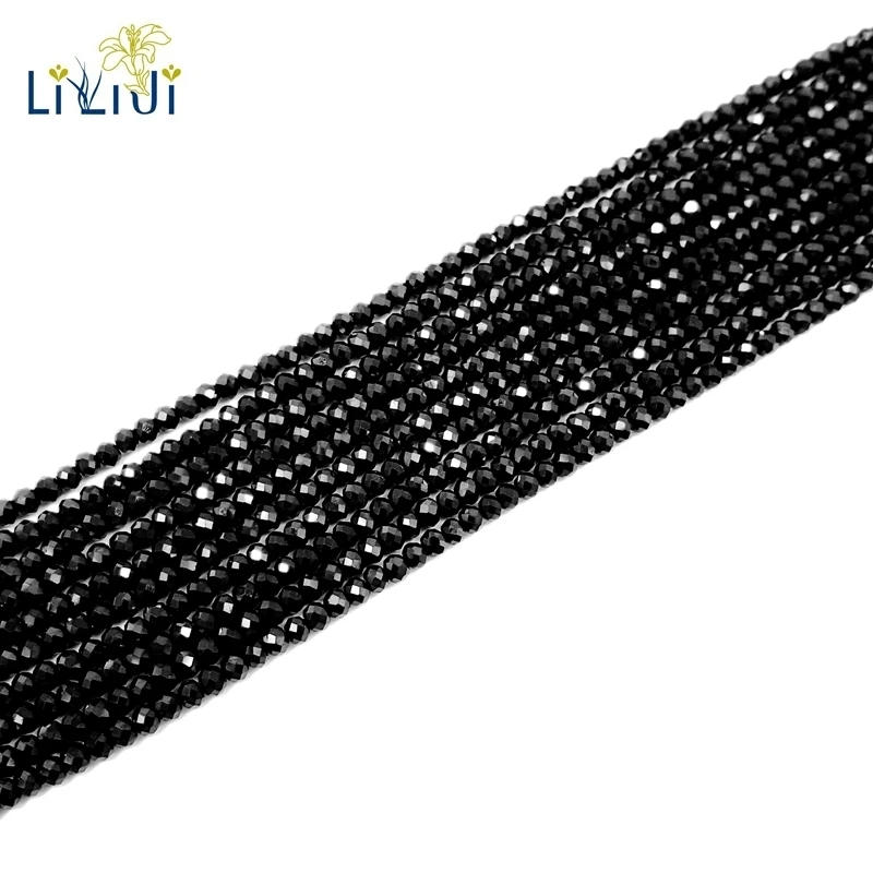 

Lii Ji Black Spinel about 2x3mm Flat Round Facted beads DIY Jewelry Making Approx 39cm