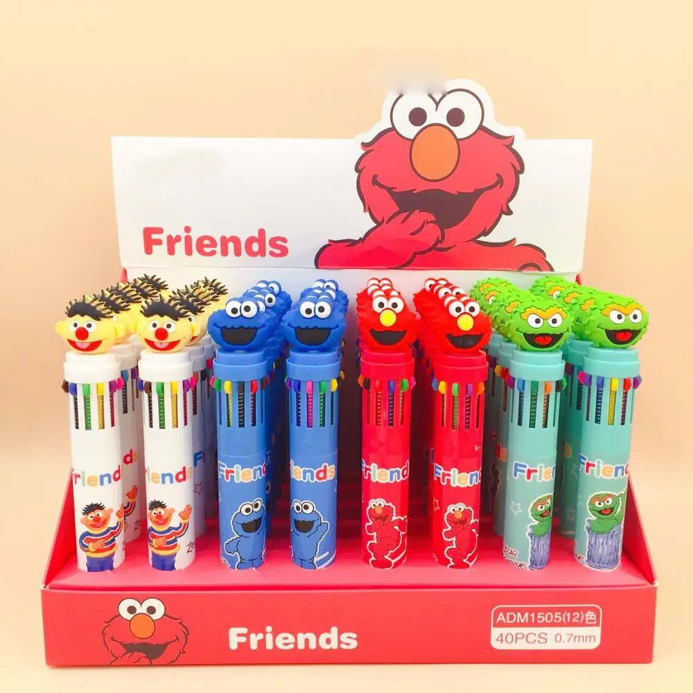 

2 pcs/lot 0.7mm Sesame Street Friends Ballpoint Pen Cartoon 0.7mm Ball Pens Material Escolar office school Writing supplies