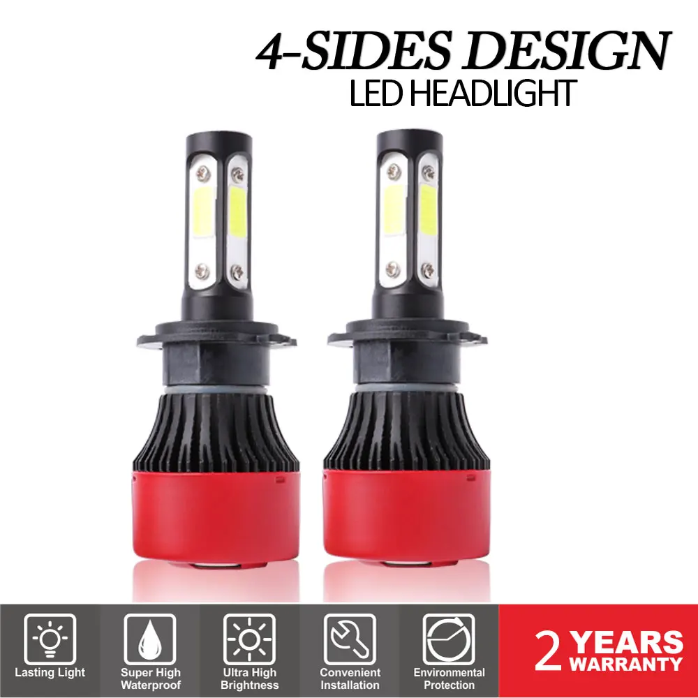 DIC H7 4side LED 10000LM 6500K Car H7 LED Headlight Bulbs Lamp Single