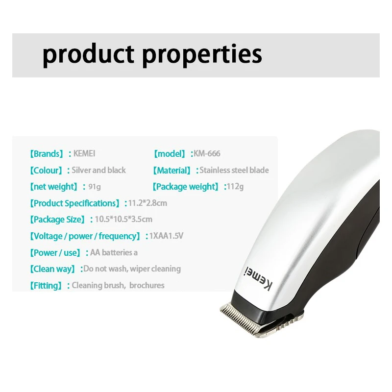 Hair Clipper Hair Trimmer Kemei Newly Design Electric Hair Clipper Mini Portable Hair Trimmer Cutting Machine Beard Barber Razor Men Style Tools KM-666